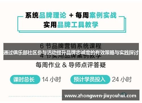 通过俱乐部社区参与活动提升品牌忠诚度的有效策略与实践探讨 通过俱乐部社区参与活动提升品牌忠诚度的有效策略与实践探讨